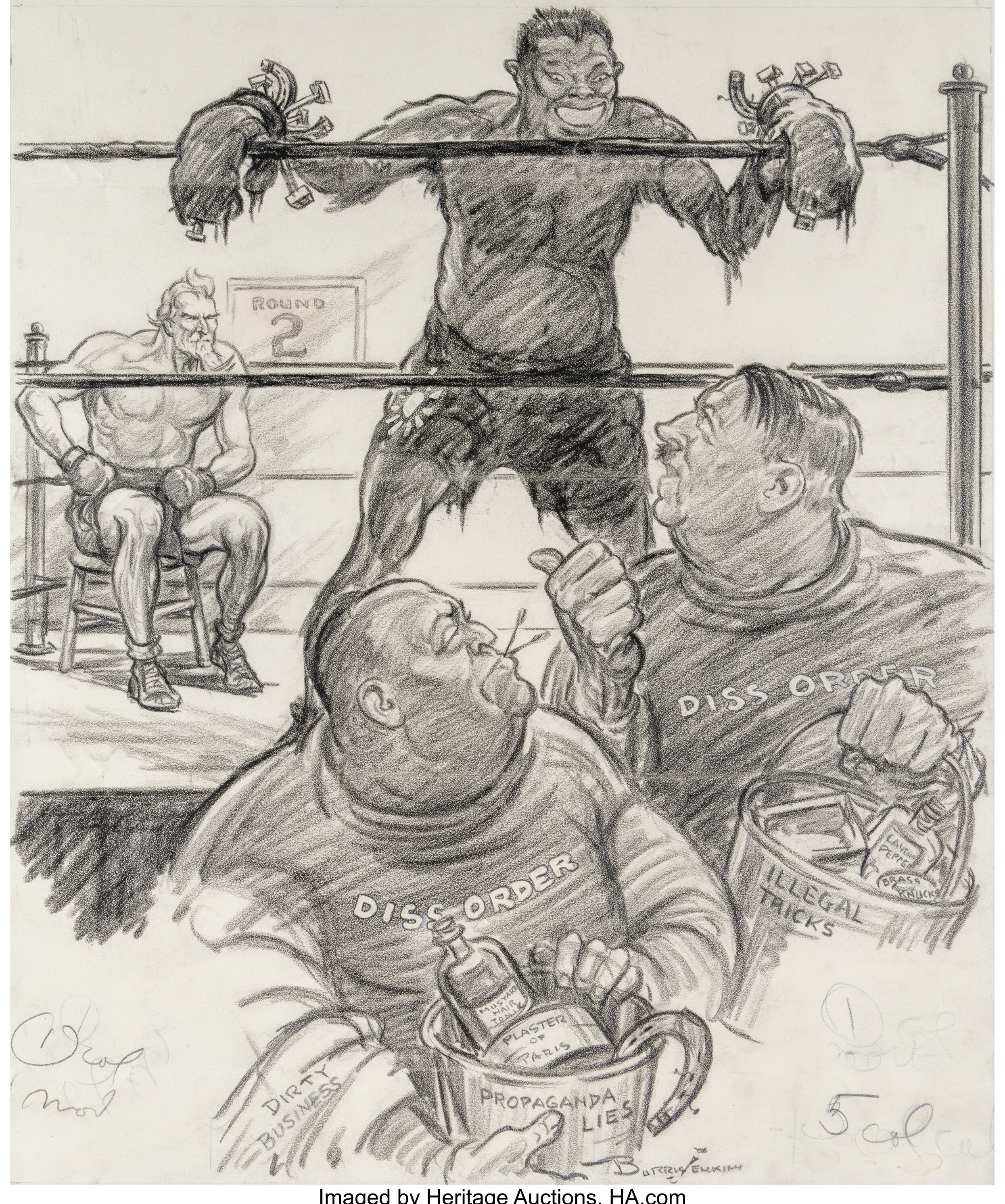 Artwork by Burris Jenkins Jr., Keep Foulin' - He Can't Hoit Us!, Made of newspapers