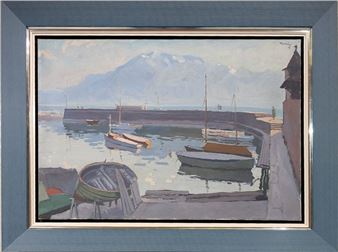 "Port 1957 Oil on canvas Signed and dated (19)57 upper right H 54 x W 77 cm - Auguste Boehringer