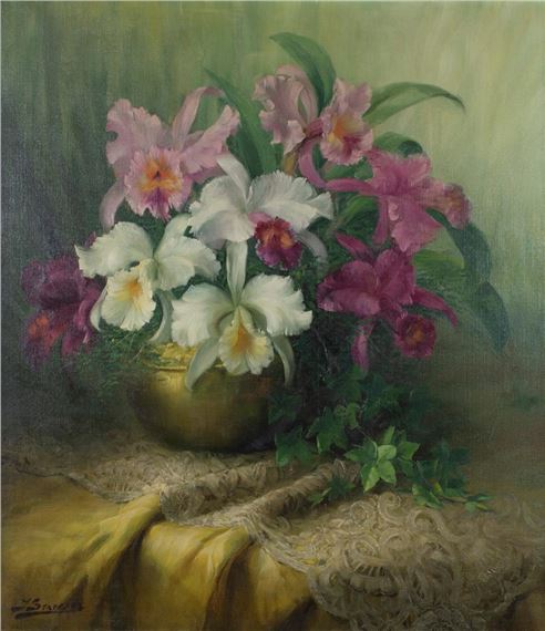oil on canvas Orchids by Julien Stappers