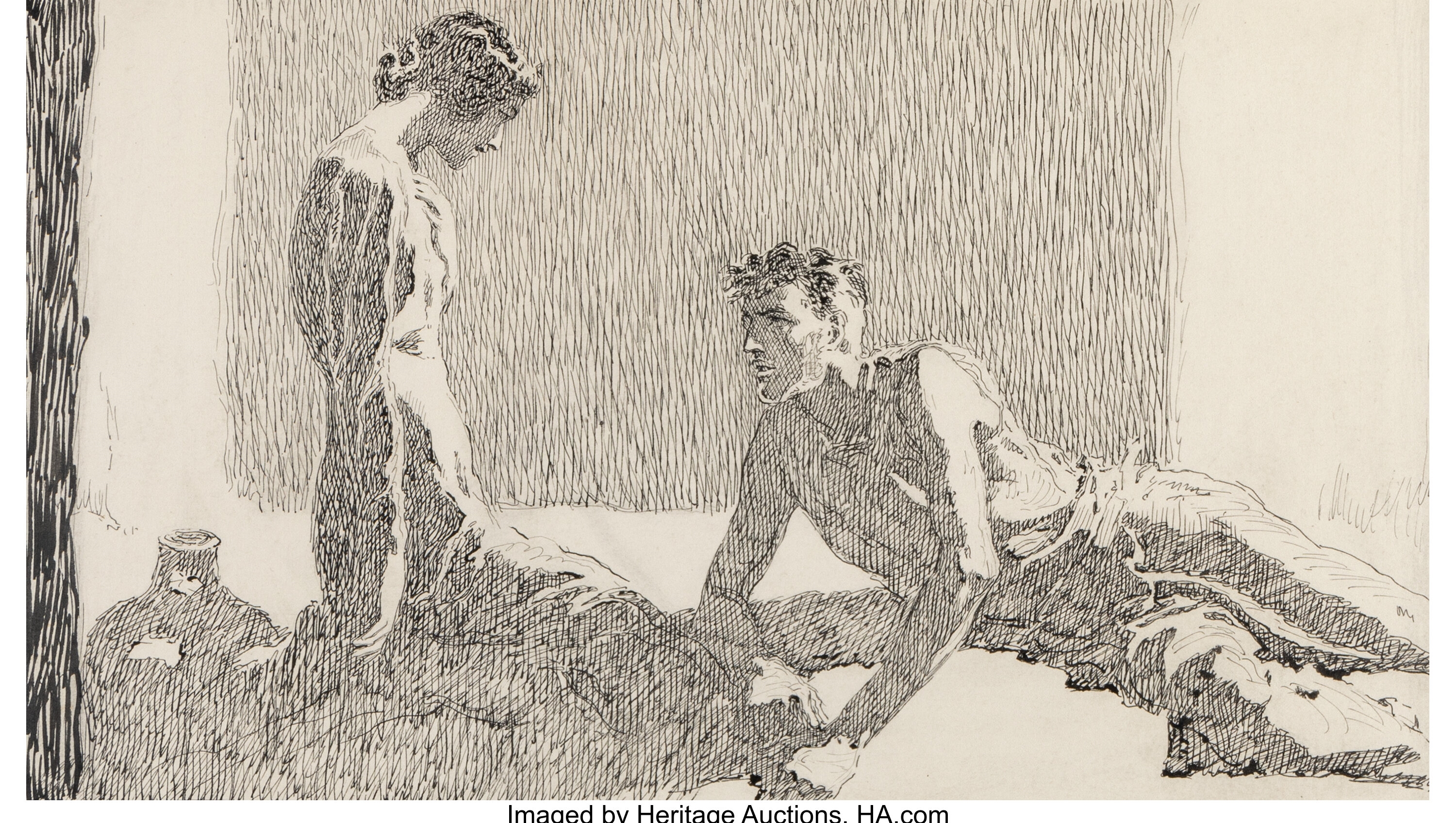 Artwork by Joseph Clement Coll, Amok, Collier's magazine interior, Made of pen and ink