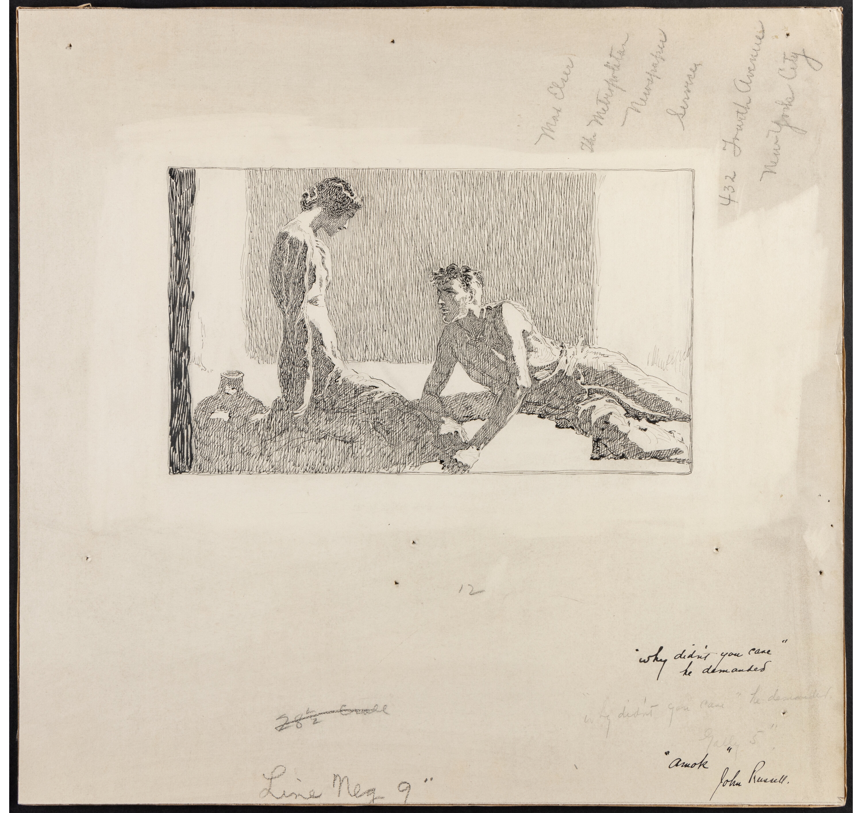 Artwork by Joseph Clement Coll, Amok, Collier's magazine interior, Made of pen and ink