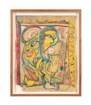 FIGURAL OUTSIDER ART DRAWING - Joseph Hardin