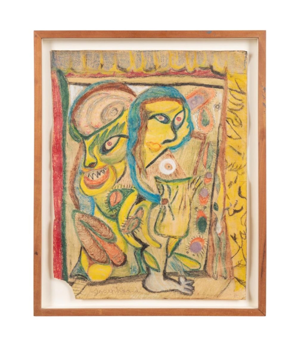 Artwork by Joseph Hardin, FIGURAL OUTSIDER ART DRAWING, Made of Crayon on Paper