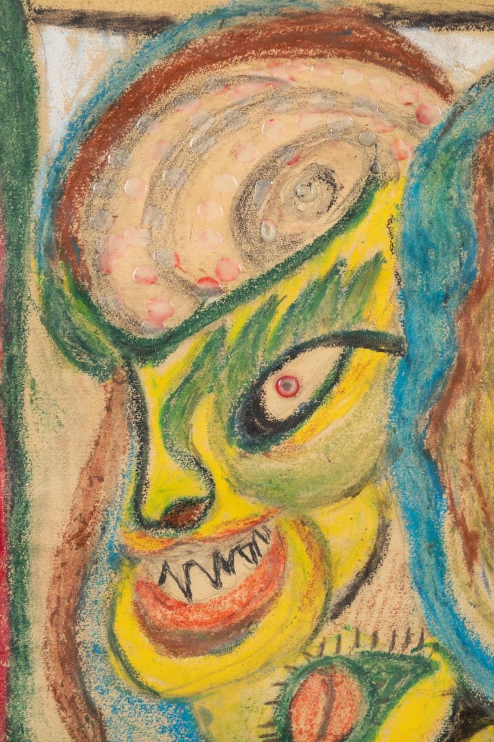 Artwork by Joseph Hardin, FIGURAL OUTSIDER ART DRAWING, Made of Crayon on Paper