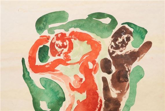 Charles Keiger | TWO FIGURAL ABSTRACT WATERCOLORS (1995) | MutualArt