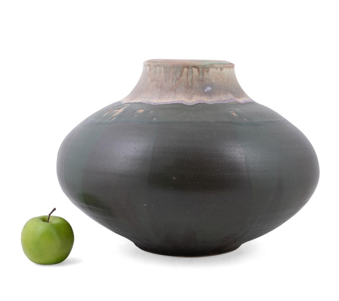Artwork by Vincent Sansone, GREEN STUDIO POTTERY VESSEL, Made of Hand-built stoneware