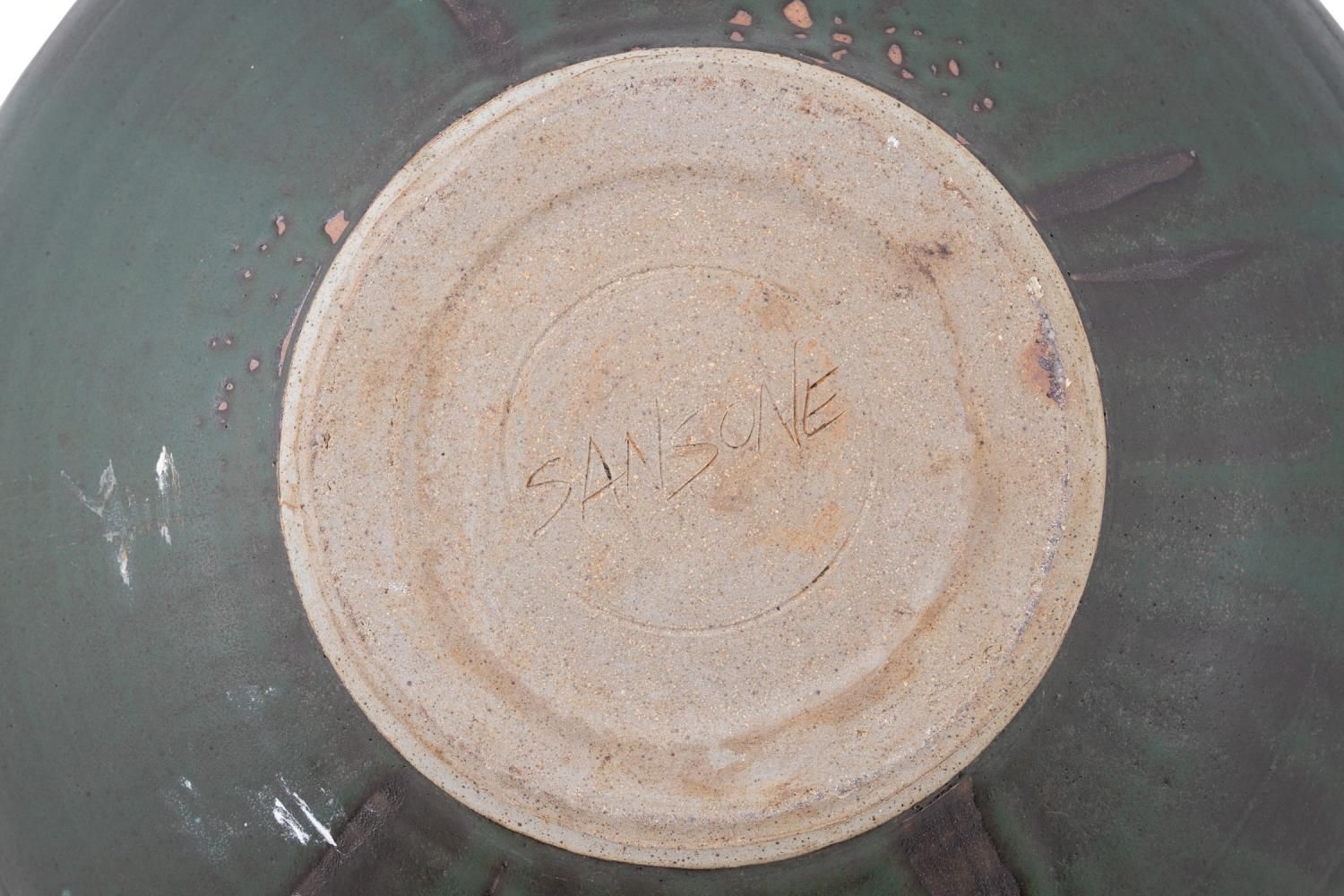 Artwork by Vincent Sansone, GREEN STUDIO POTTERY VESSEL, Made of Hand-built stoneware