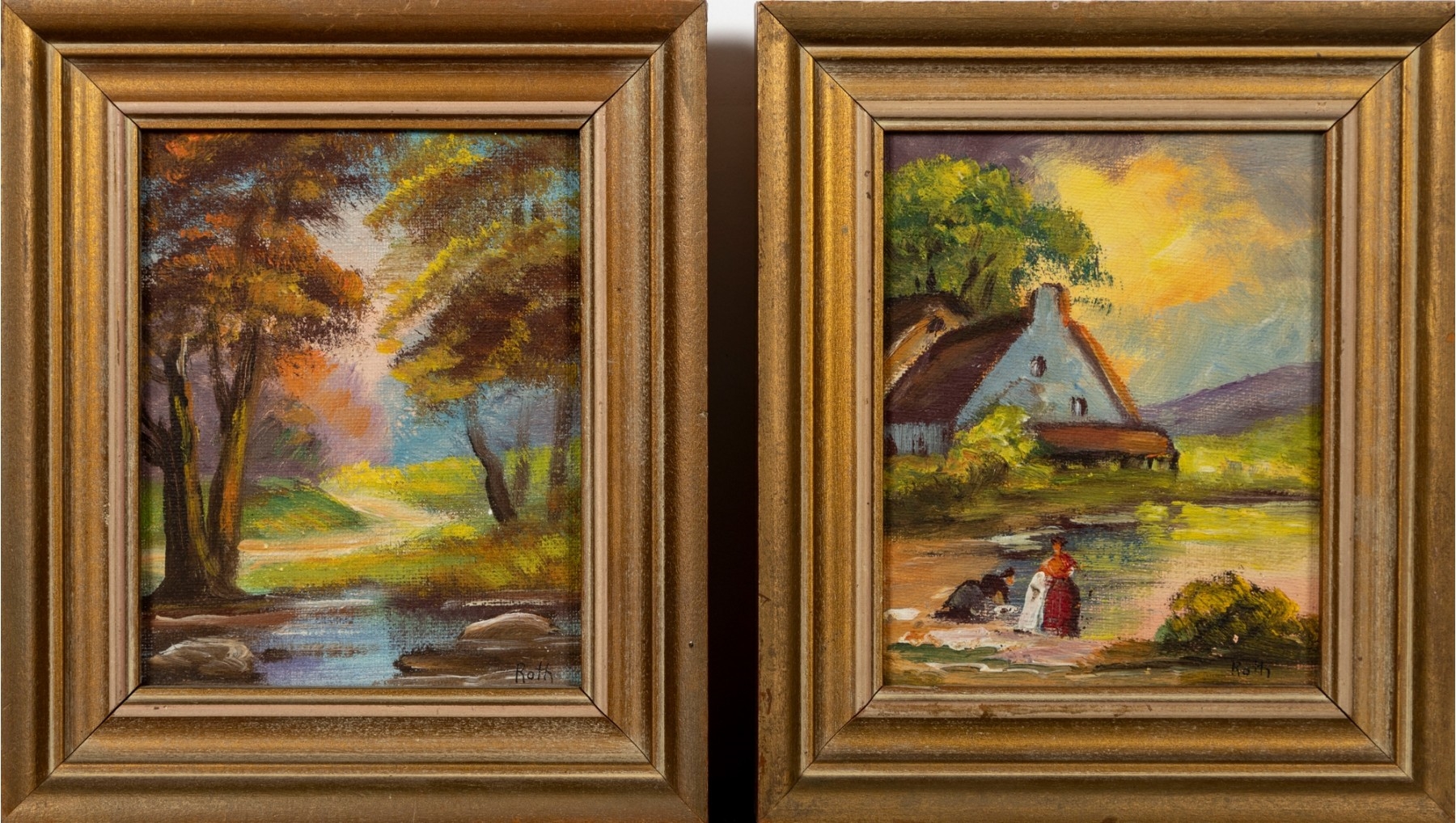 Carl Roth | Pair Of Miniature Landscape Paintings | MutualArt