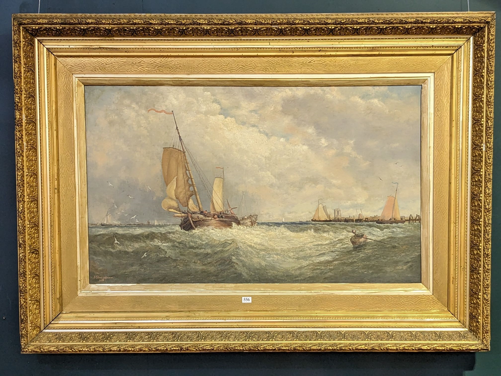 Artwork by John Shakespeare, Sailing in Rough Seas, Made of oil on canvas