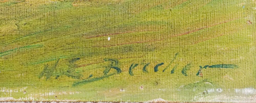 Artwork by Harriet Foster Beecher, Farm Mountain Landscape, Made of Oil on Canvasboard