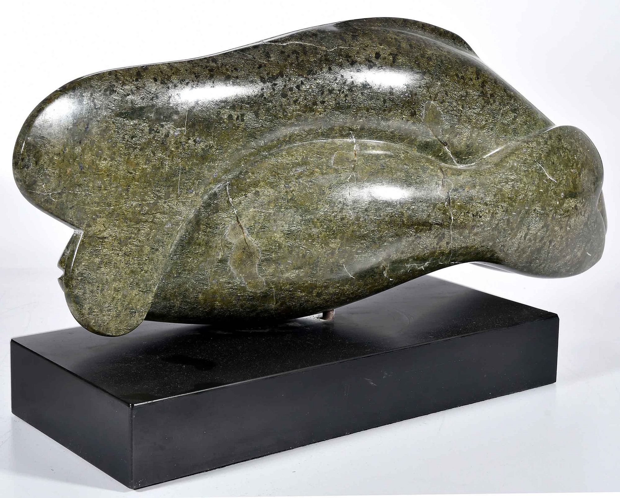 Artwork by Jane Canfield, Two fish, Made of marble sculpture