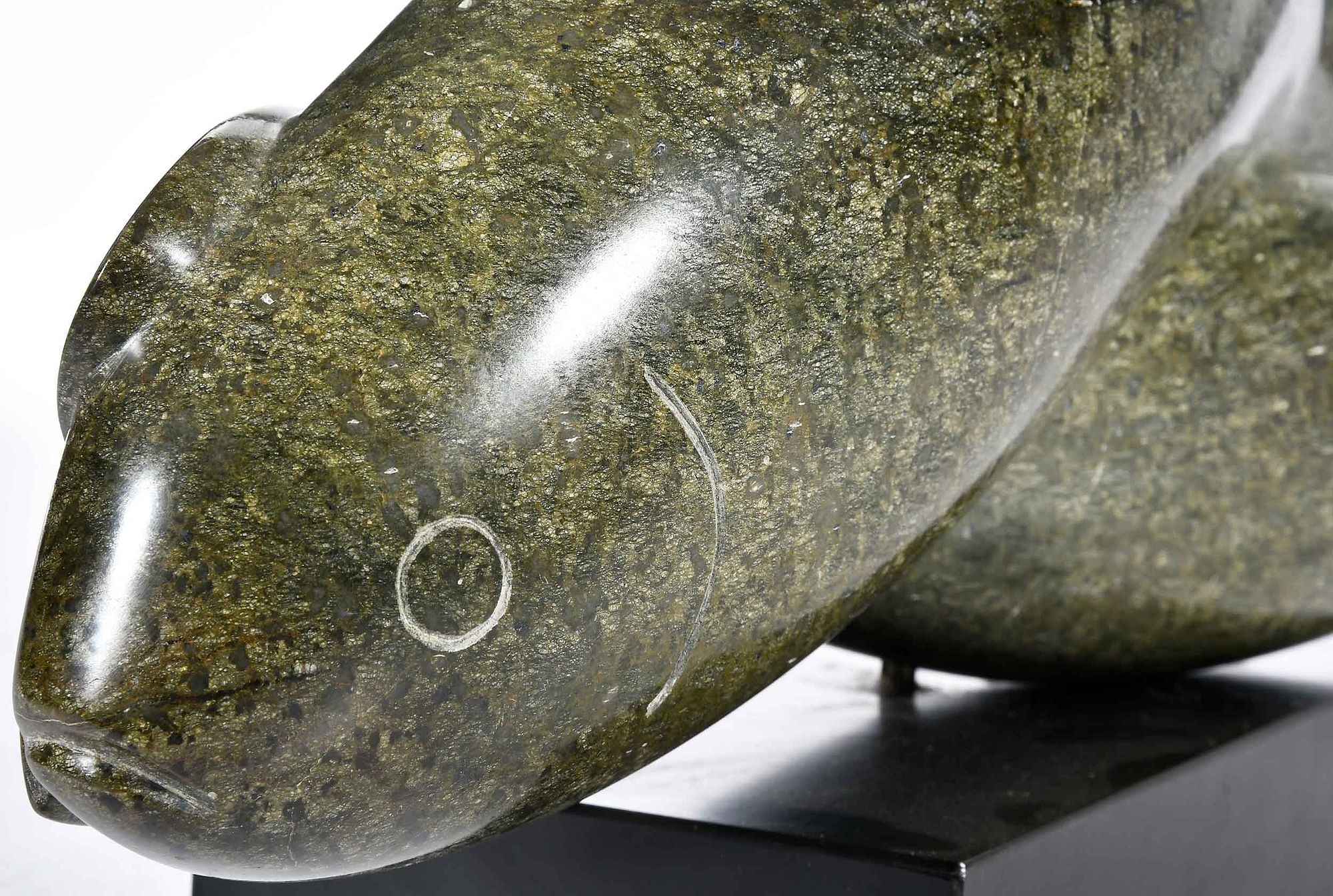 Artwork by Jane Canfield, Two fish, Made of marble sculpture