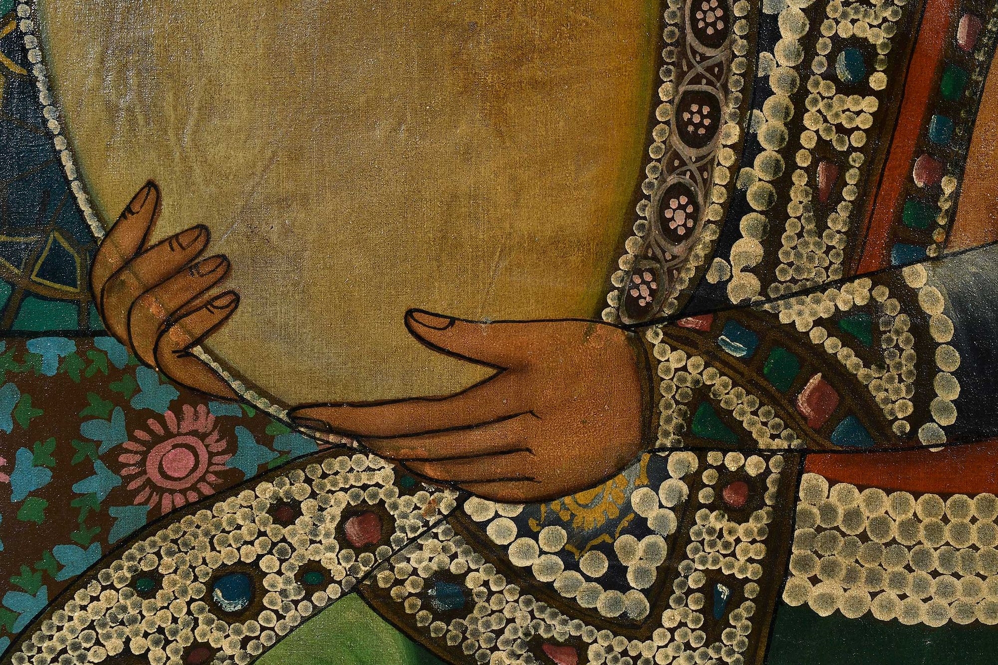 Artwork by Persian School, 19th Century, A Woman with a Tambourine, Made of oil on canvas