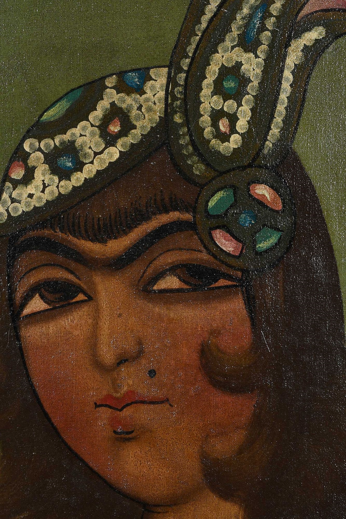 Artwork by Persian School, 19th Century, A Woman with a Tambourine, Made of oil on canvas