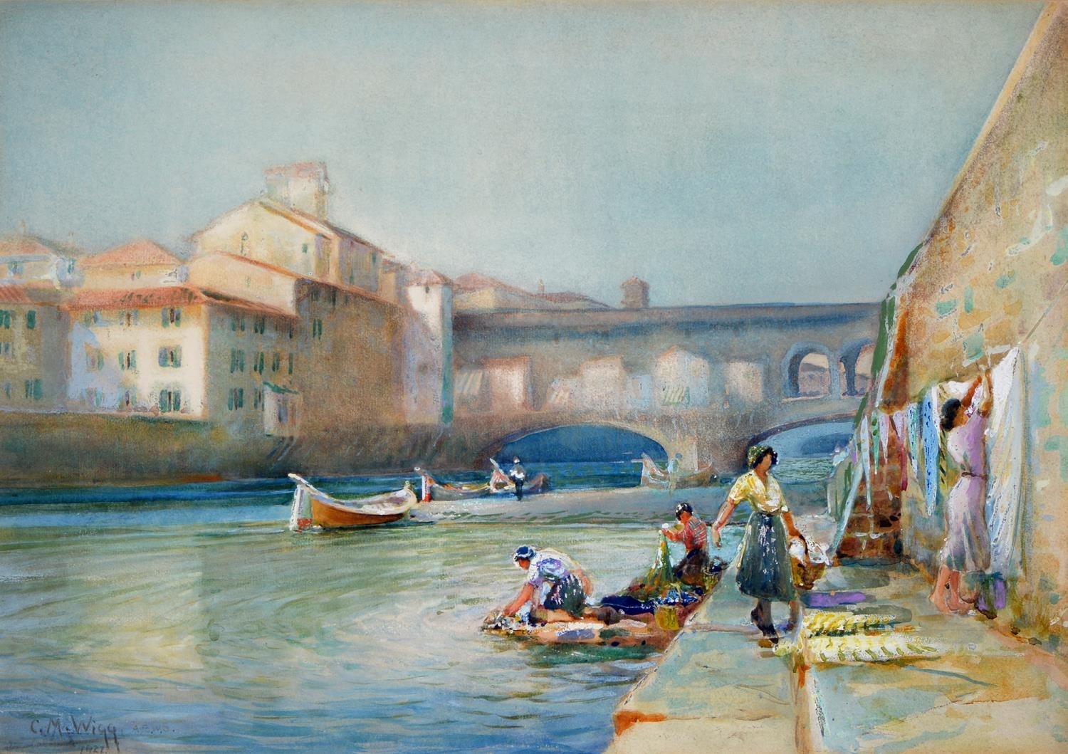 Artwork by Charles Mayes Wigg, Ponte Vecchio, Florence, Made of watercolour