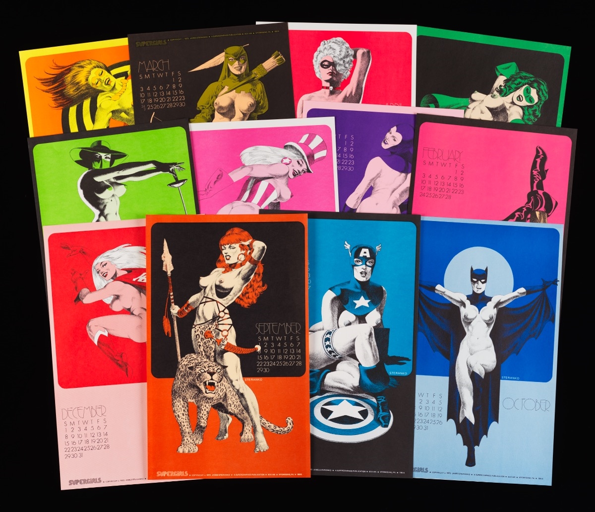 Artwork by Jim Steranko, Supergirls 1974 Calendar, Made of color process on color paper