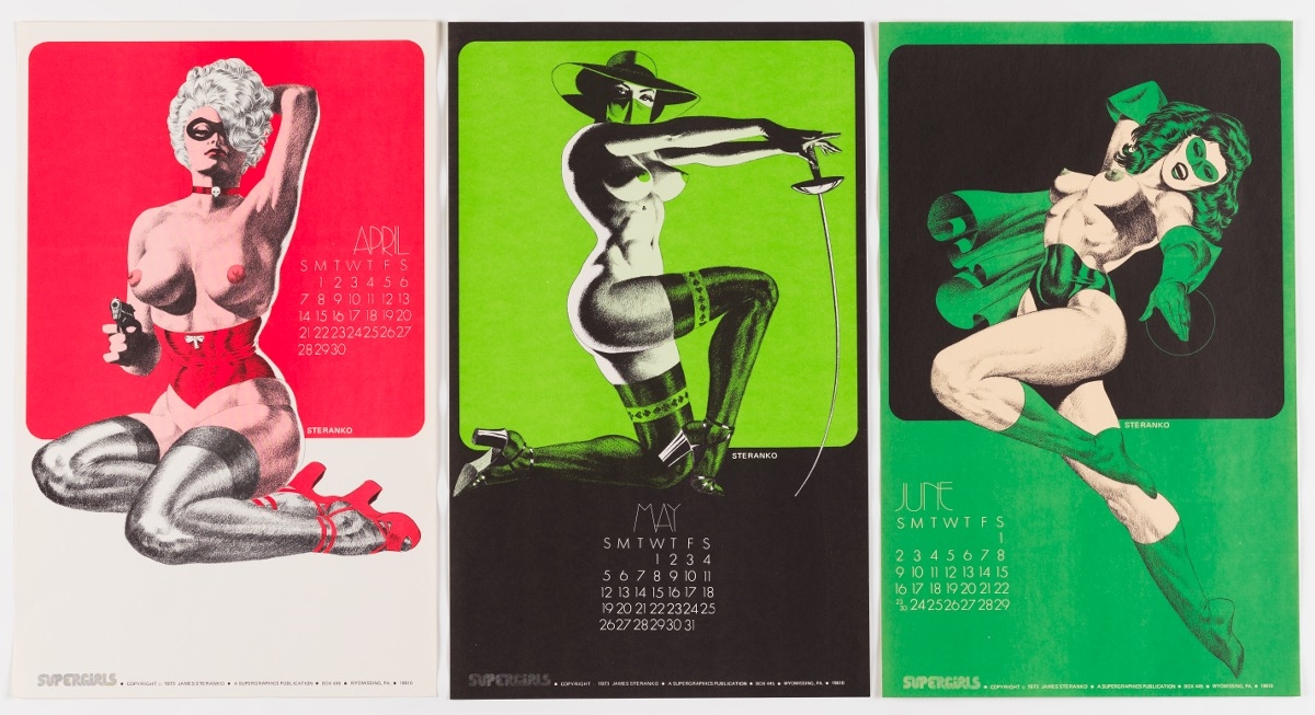 Artwork by Jim Steranko, Supergirls 1974 Calendar, Made of color process on color paper