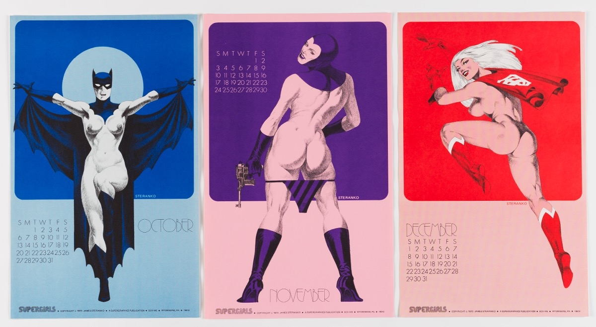 Artwork by Jim Steranko, Supergirls 1974 Calendar, Made of color process on color paper