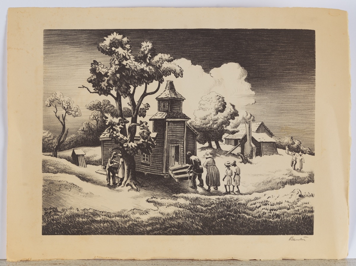 Artwork by Thomas Hart Benton‏, Sunday Morning 1939, Made of Lithograph on BFK Rives paper