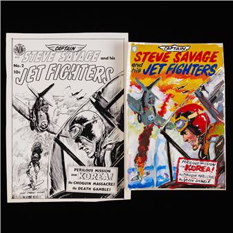 Captain Steve Savage #2 Cover Art with Printed Proof - Everett Raymond Kinstler