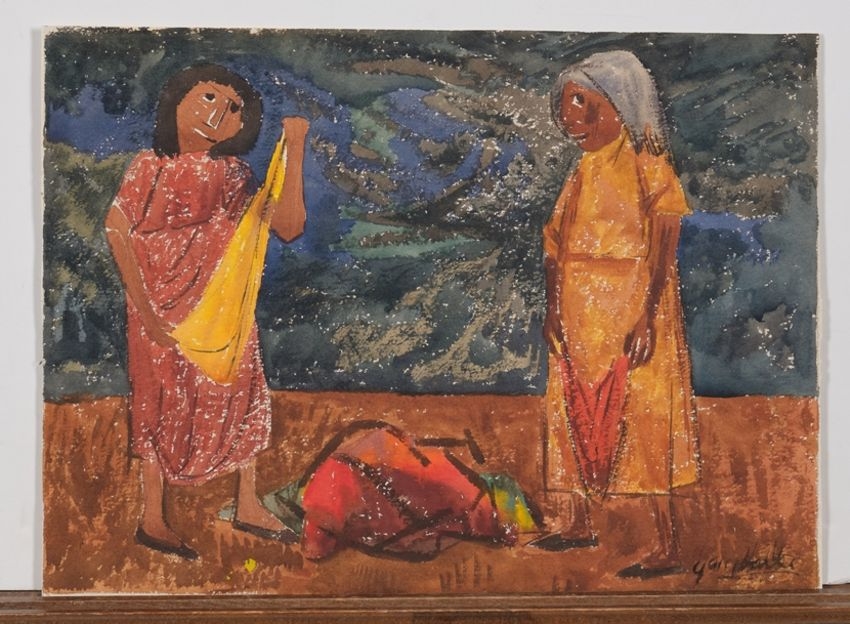 Artwork by Leónidas Gambartes, "La Lavanderas", Made of watercolour on paper