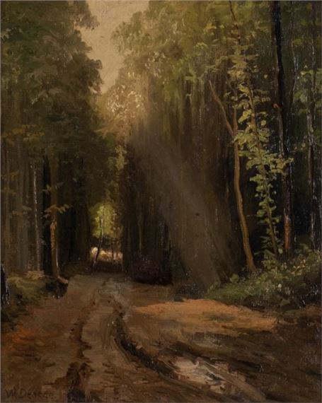 "Sonnenbeschienener Waldweg" by Wilhelm Degode
