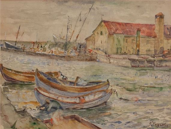 "Ruderboote im Hafen" - Bernhard Hergarden