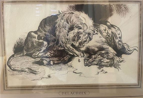 Eugène Delacroix | After Eugène DELACROIX (1798-1863) Lion devouring a ...