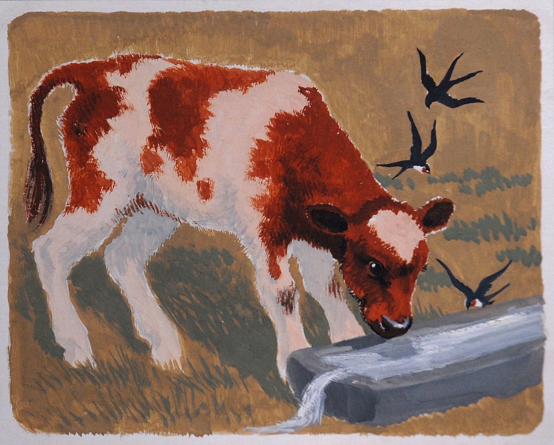 Artwork by Václav Junek, Telátko, Made of gouache