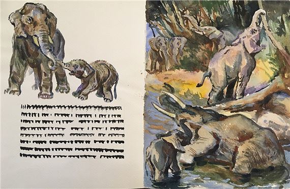 Elephants (ilustrace by Václav Junek, 1972