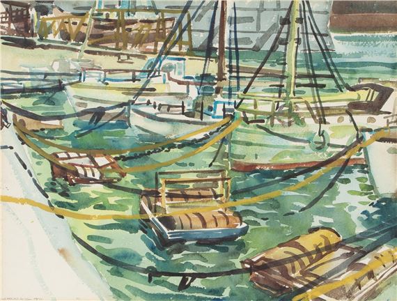  HARBOR SCENE by Richard Cheales, dated 1971