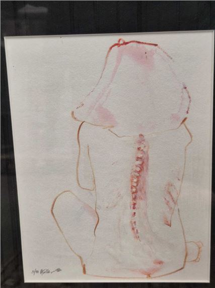 Michael Koller (20th century). study of a seated girl. Red pen on paper. pencil signed and dated - Michael Koller