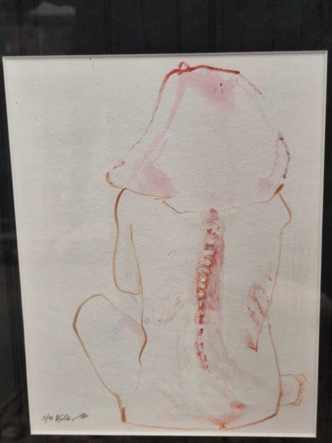 Artwork by Michael Koller, Michael Koller (20th century). study of a seated girl. Red pen on paper. pencil signed and dated, Made of Red pen on paper. pencil