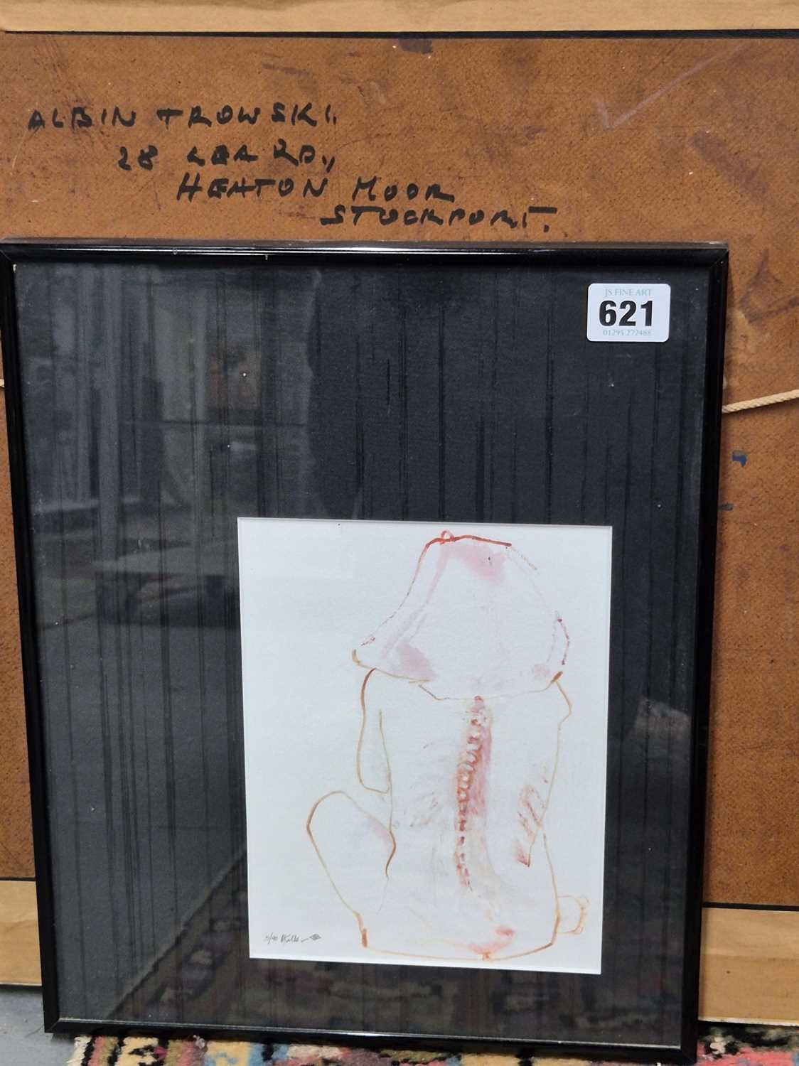 Artwork by Michael Koller, Michael Koller (20th century). study of a seated girl. Red pen on paper. pencil signed and dated, Made of Red pen on paper. pencil