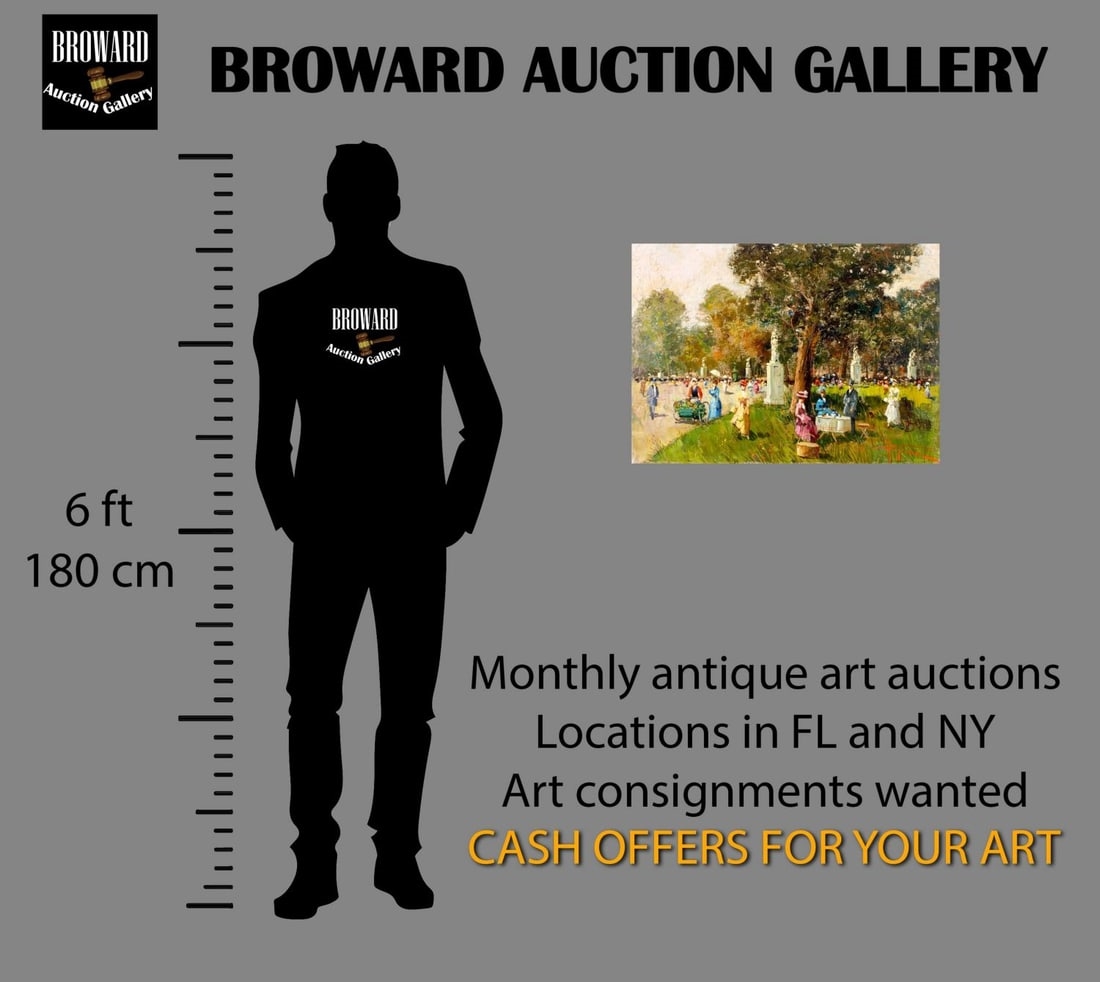 Artwork by Antonio Gravina, Park Scene, Made of oil on canvas