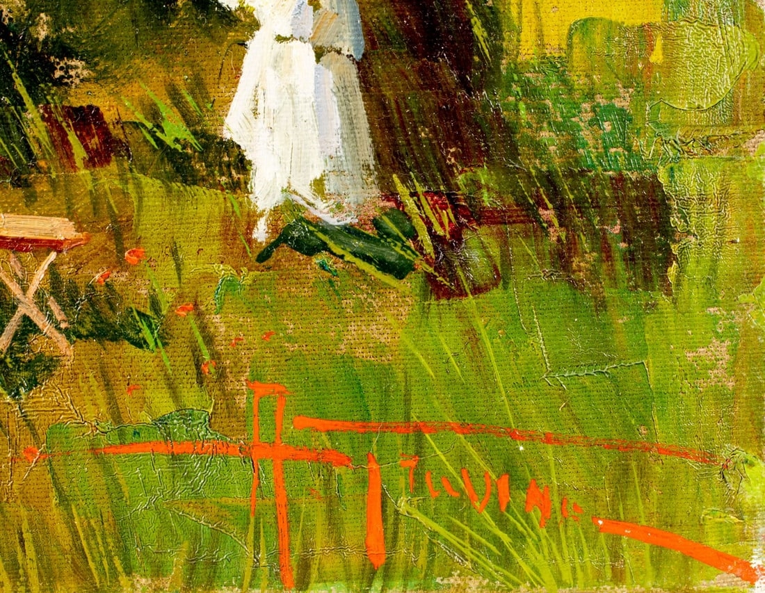 Artwork by Antonio Gravina, Park Scene, Made of oil on canvas