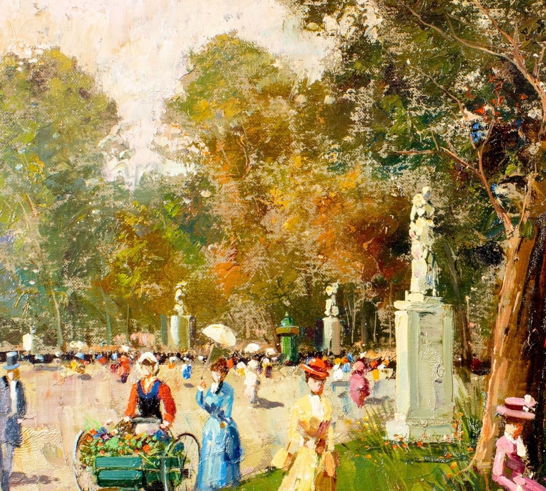 Artwork by Antonio Gravina, Park Scene, Made of oil on canvas