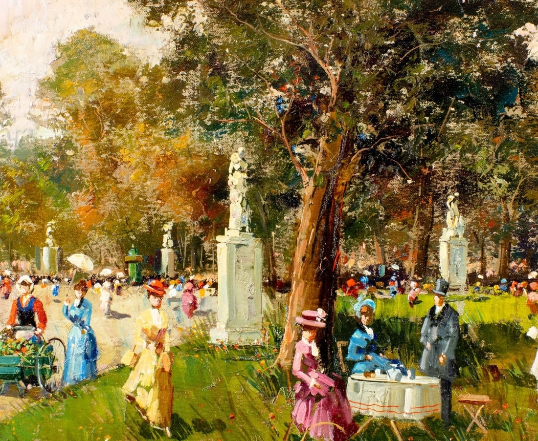 Artwork by Antonio Gravina, Park Scene, Made of oil on canvas