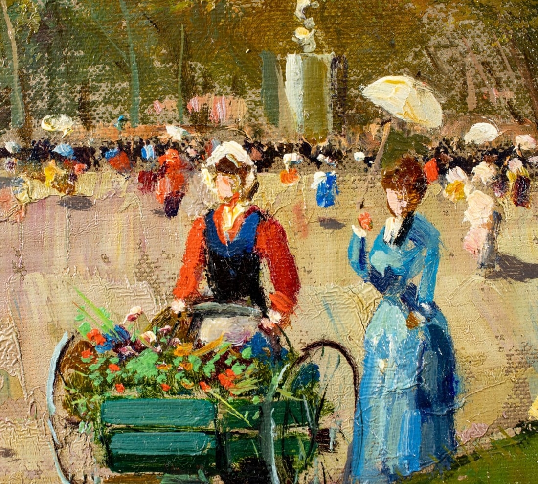 Artwork by Antonio Gravina, Park Scene, Made of oil on canvas