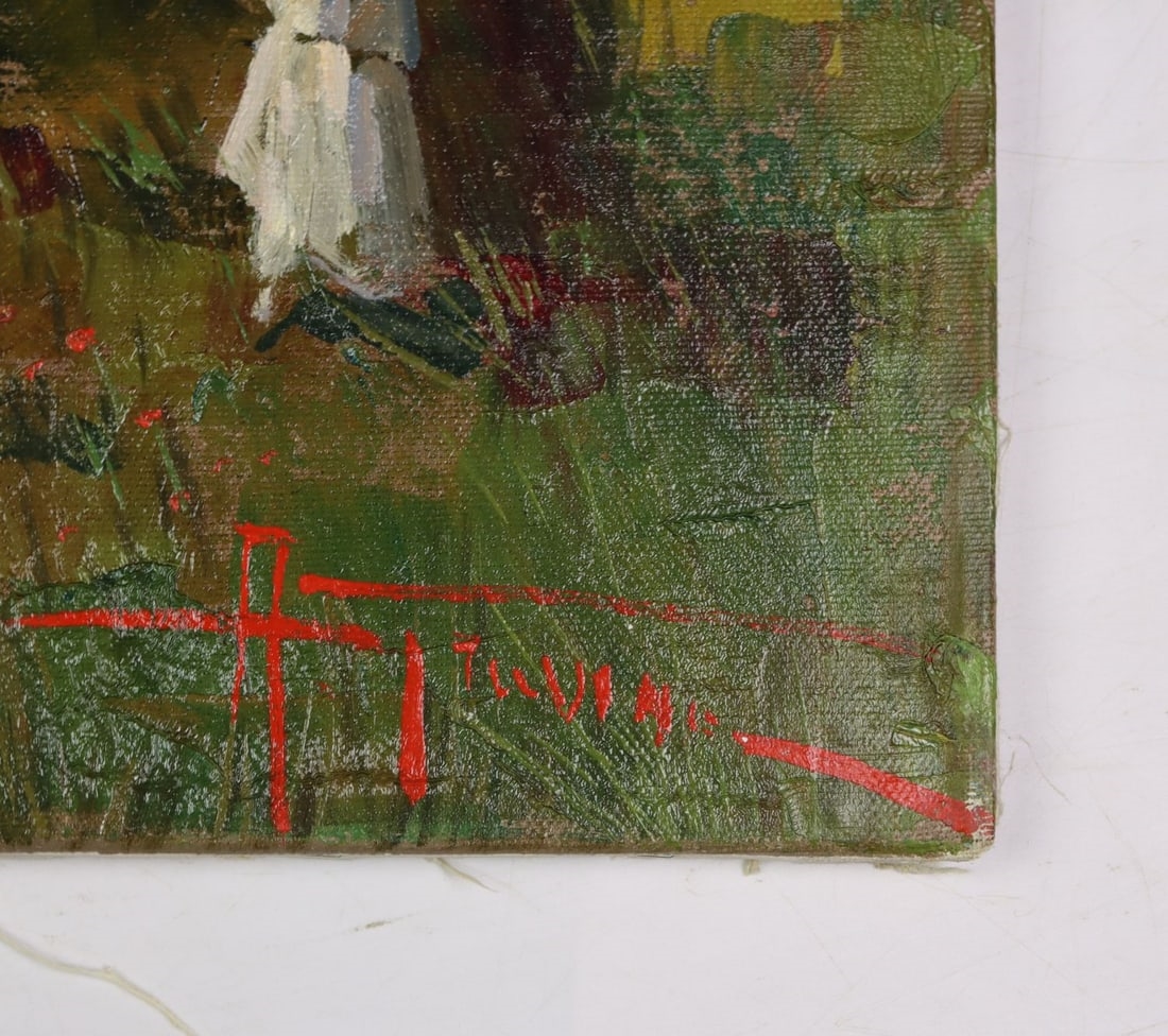 Artwork by Antonio Gravina, Park Scene, Made of oil on canvas