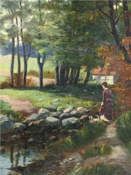 Fred Pansing | Landscape - Lady with Dog | MutualArt