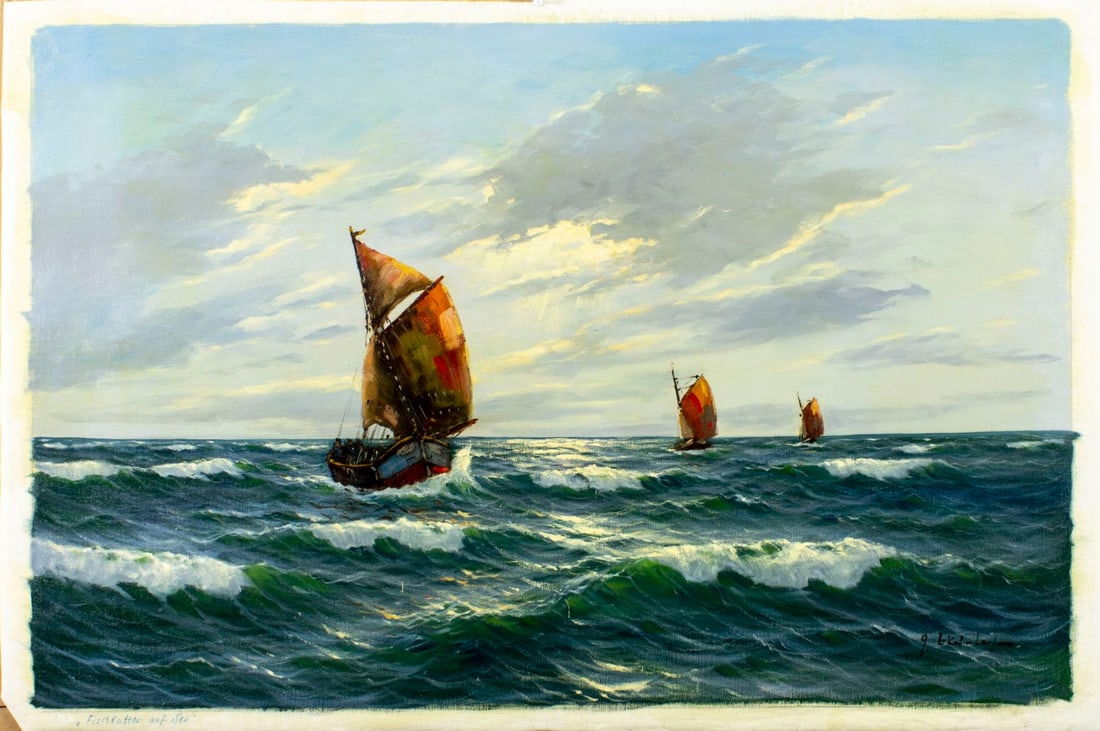 Gerhard Lukas-larsen | Seascape with Sail Ships | MutualArt