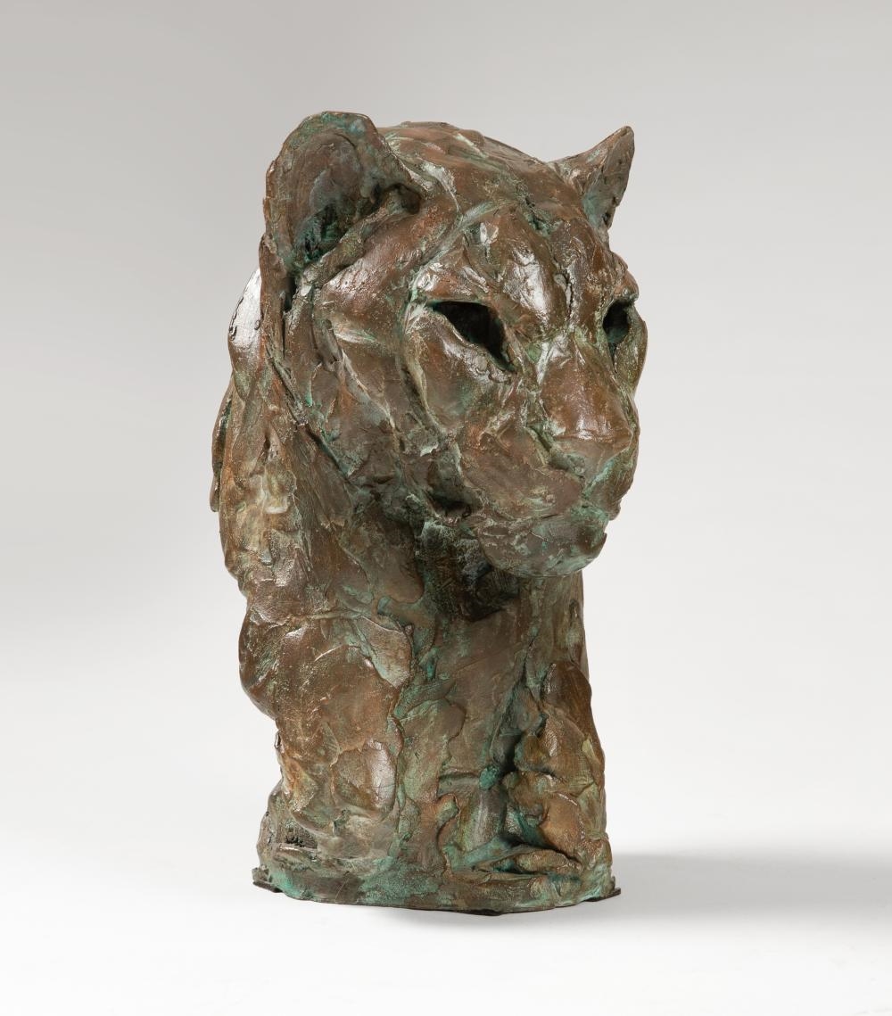 Sculpture Panthère En Cristal Orange - Style Daum, 30 Cm, Non Signée