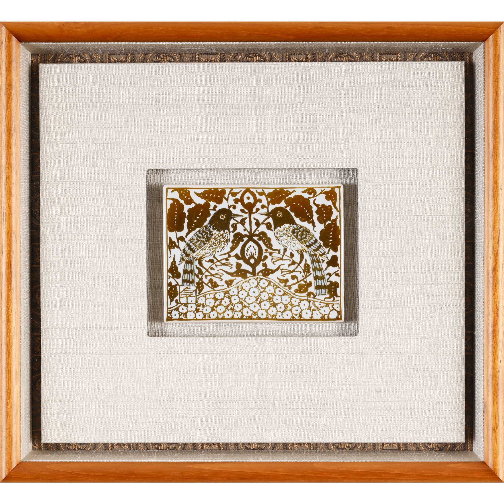Kato Takuo | LUSTER CERAMIC FRAME WITH FLOWER AND BIRD DESIGN | MutualArt
