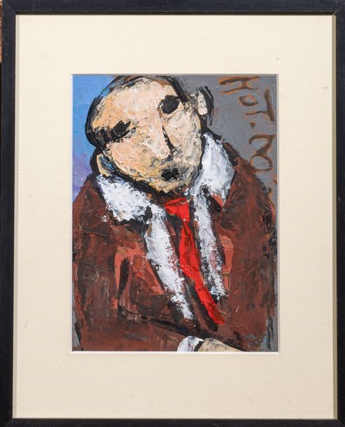 Chantal Roux | Portrait of a man with a red tie | MutualArt