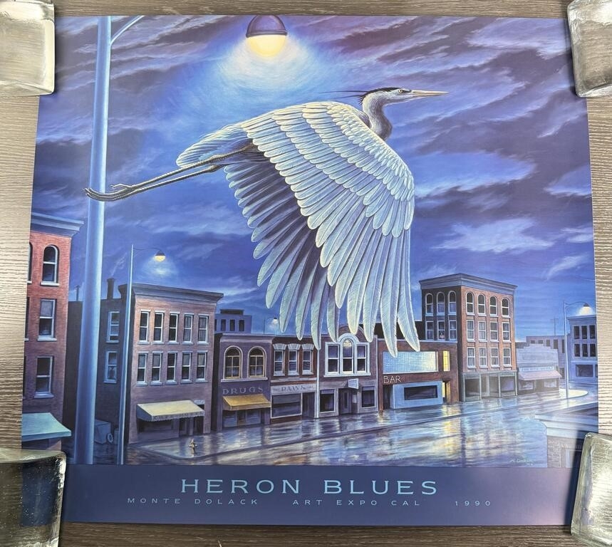 Artwork by Monte Dolack, Monte Dolack Heron Blues 1990 Print, Made of Print