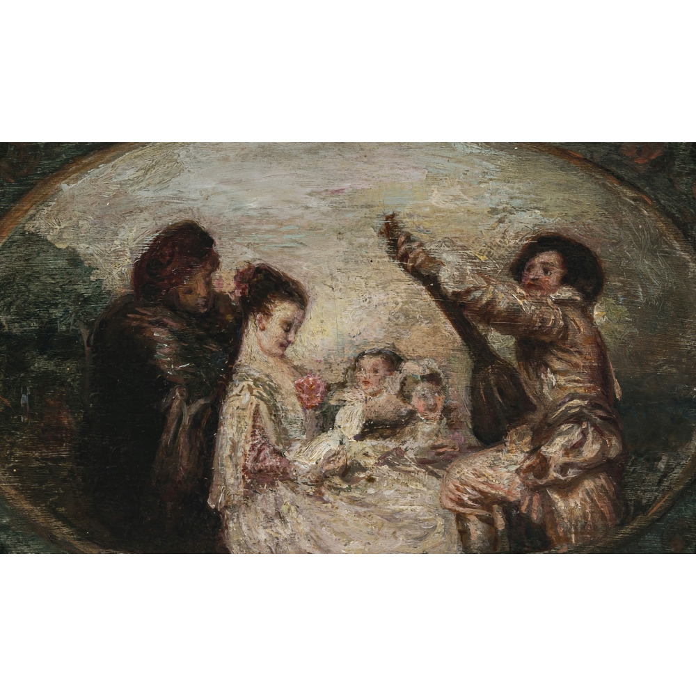 Artwork by Jean-Antoine Watteau, The music lesson, Made of Oil on panel
