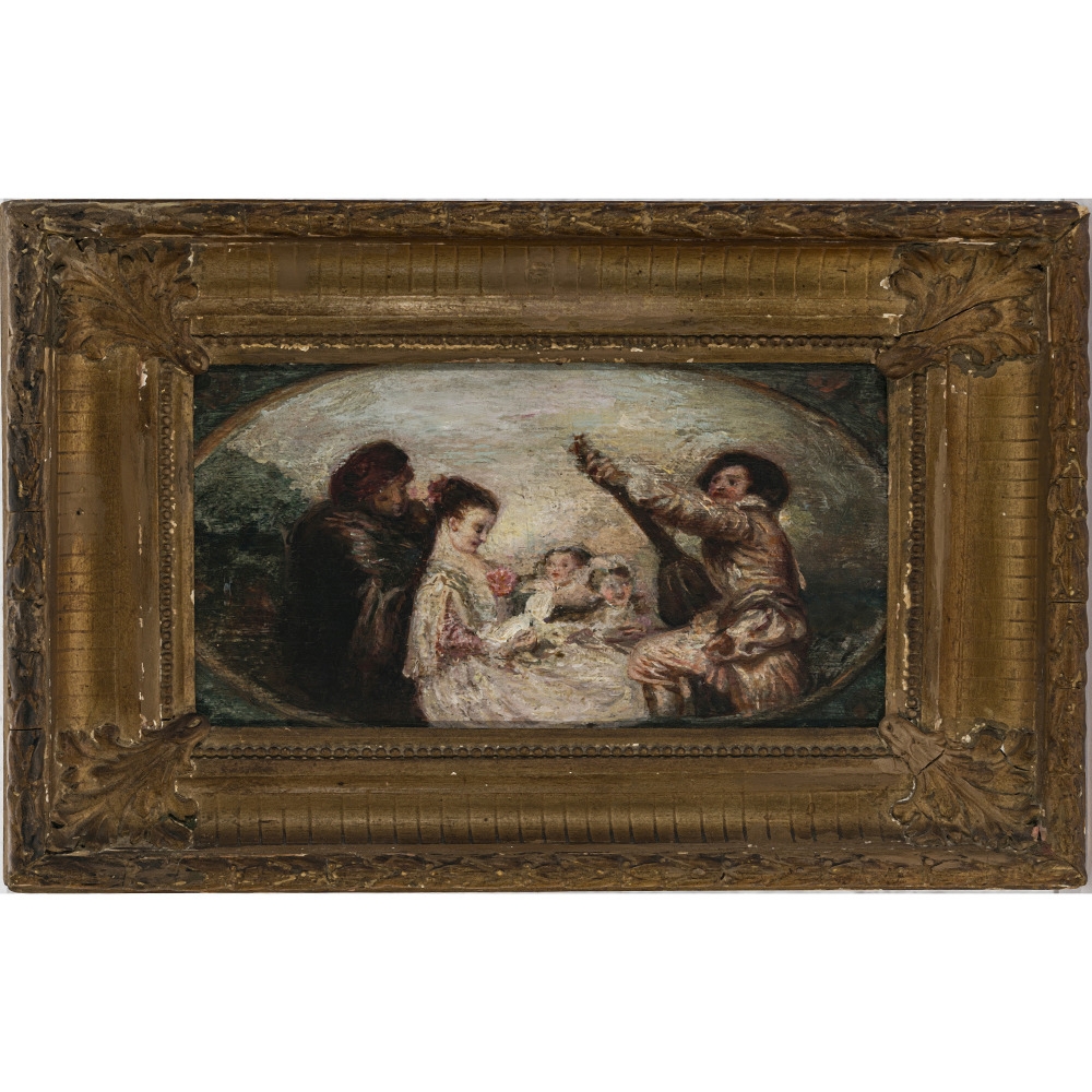 Artwork by Jean-Antoine Watteau, The music lesson, Made of Oil on panel