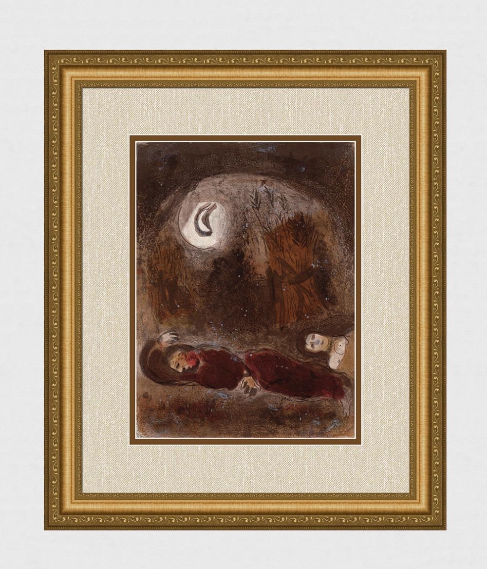 Marc Chagall | 1960 Marc Chagall Lithograph Ruth at the Feet of Boaz ...