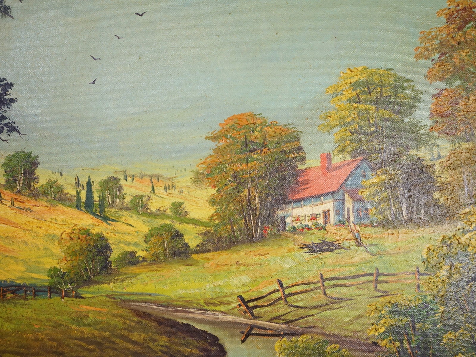 Farrell | Vintage Wm. H. Farrell Signed Large Oil on Canvas,Countryside ...